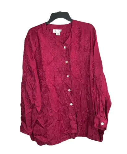 Anne Carson Vintage Anne Larson (or Carson?) Burgundy Silk Blouse Women 2X