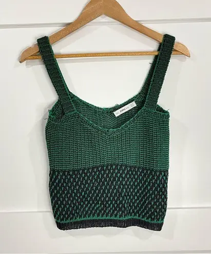 ZARA 🖤  Black & Green Knit | Crop Tank | Medium (Runs Small)