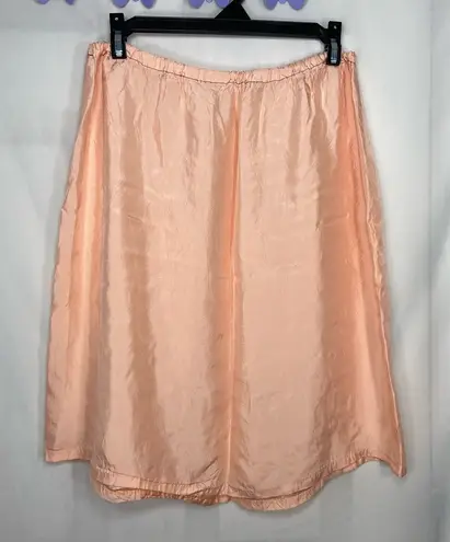 EUC women’s orange peach elastic waist silky smooth skirt summer lightweight S