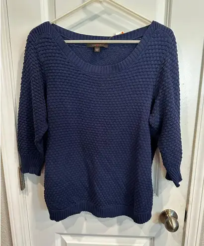 Women's Fever Blue Textured Crew Neck Sweater XL