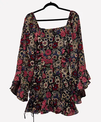 Dolls Kill Hippie Boho Floral Print Mini Dress Size XS NWT