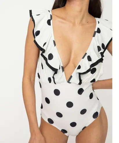 Marina West Swim One Piece Swimsuit White Polka Dot Size XL New With Tags