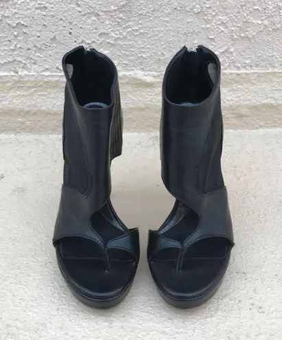 Alexander McQueen McQ by women’s black leather sheer block booties IT 36 US 6