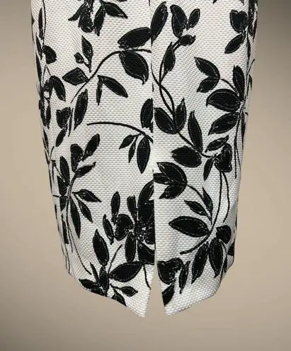 Preston & York Dress Ivory White Black Floral Leaves sz 14