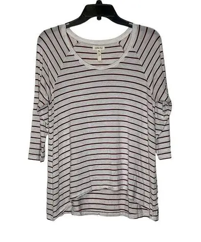 Matilda Jane  T-Shirt Size XS White With Red Stripes 3/4 Sleeve Top Stretch Blend