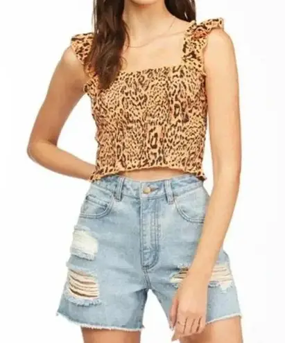 Billabong  Women's Size Small Leopard All Day Long Crop Tank Top