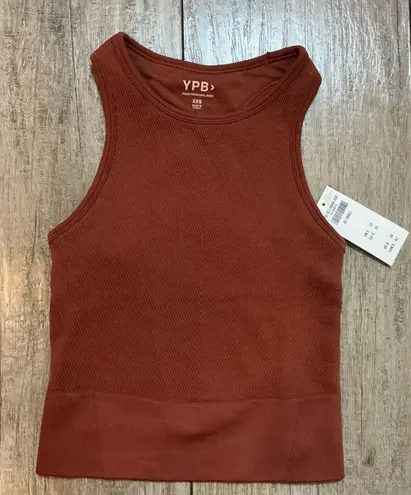 YPB Your Personal Best XXS Rust Ribbed Racerback Tank Top Athletic Activewear Brown