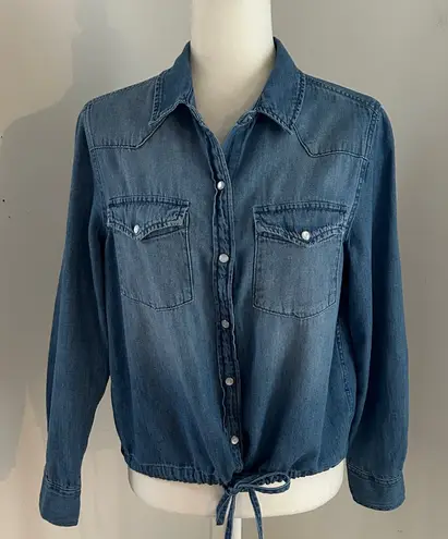 Lola River Blue Denim shirt With Drawstring Hem Sz M Size M