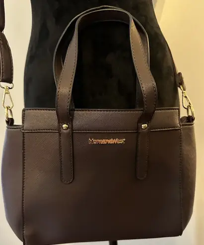 Montana West Brown Vinyl Small Satchel Bag Gold Western Crossbody Designer NWOT