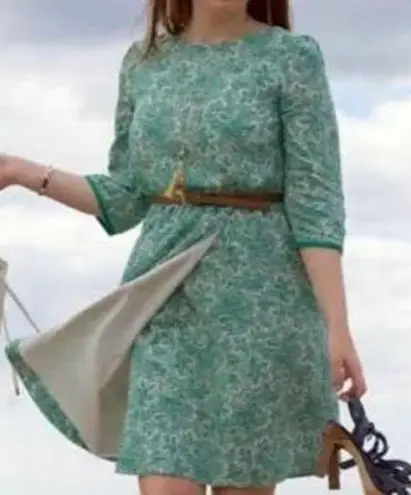Boden Dolly Day green paisley faux wrap 10P normcore midi dress