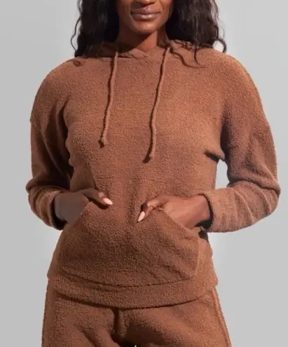 Ny Collection Buffbunny Size M Looped Yarn Hoodie Sweatshirt Brown Comfy Lounge Minimalist NWT