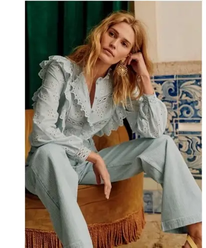 Sézane 💕SEZANE💕 Irma Shirt ~ Light Blue/Ecru FR 34 = US 2