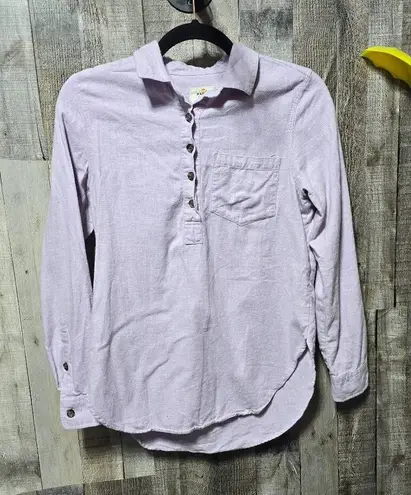 Marine layer Purple Heather Josie LS Button Up Relaxed Popover Shirt Sz XS