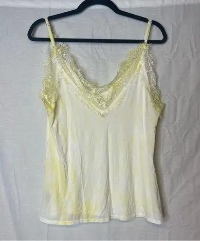 POL  Yellow Tie Dye Lace Trim Cami Tank Top SIZE S SMALL