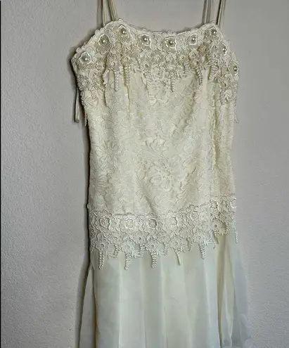 Jessica McClintock Vintage  flapper ivory mini dress