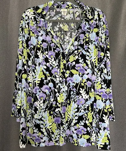 Covington Women’s SZ 24-26 Multicolor Floral V-Neck 3/4 Sleeve Blouse