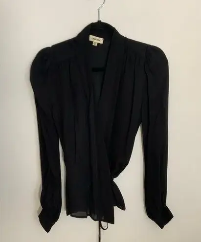 L'Agence  Black Wrap Blouse