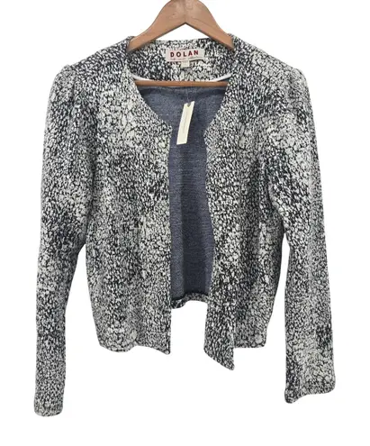 Dolan Left Coast Collection Black White Textured Knit Open Front Jacket Large