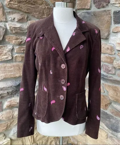 ITW By Claude Brown Corduroy Paisley Blazer Size 4