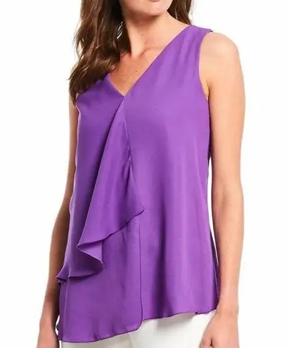 Gibson Latimer Sleeveless Ruffle Layered Front Top Purple Size S NWT