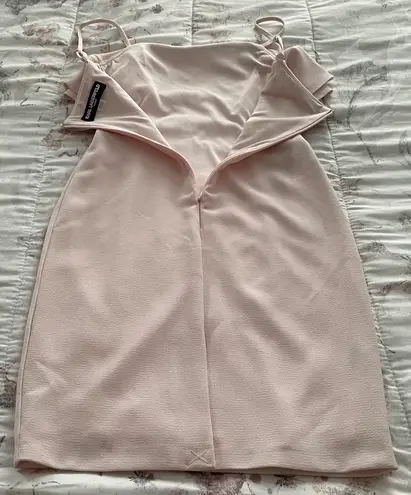 Karl Lagerfeld Paris Blush Pink Bodycon Ruffle Spaghetti Straps Dress, size 2