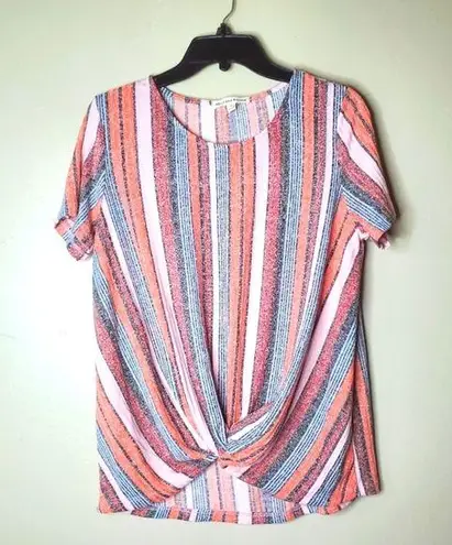 Above and Beyond Medium (M) orange stripes twisted knot front top