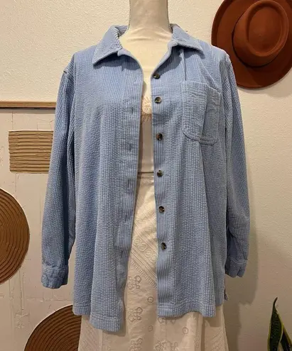 L.L.Bean  Light Blue Chunky Cotton Corduroy Button Down Oversized Shirt Large