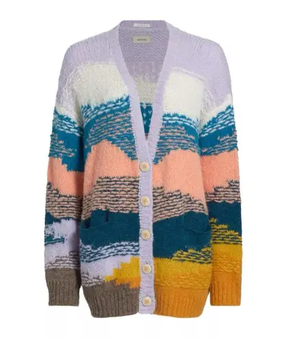 MOTHER The Long Drop Stripe Alpaca Blend Cardigan Mountain High XL NWT Purple