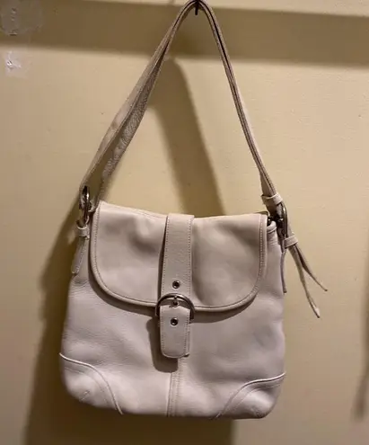 Vintage Coach Duffle Flap White Leather Crossbody /Shoulder bag