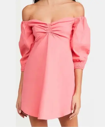 ALC Frank A.L.C. Linen Blend Off The Shoulder Mila Dress Pink 8