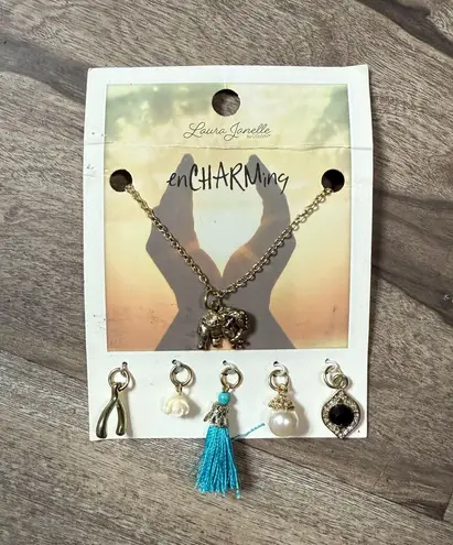Charming assortment of 6 pieces, including a blue tassel, elephant, and more Gold