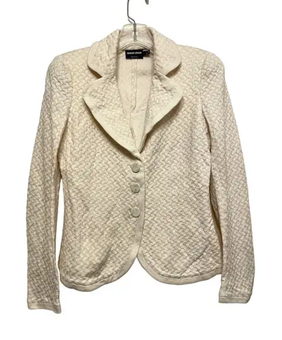 Giorgio Armani Cream White 3 Button Blazer Jacket Size 4 Cotton Silk Stretch