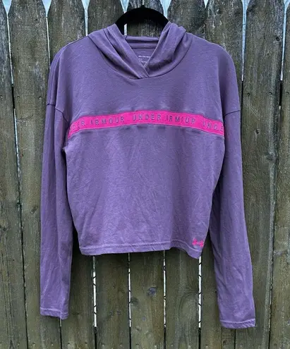 Under Armour  Logo Spellout Hoodie Long Sleeve Crop Top Sz XS