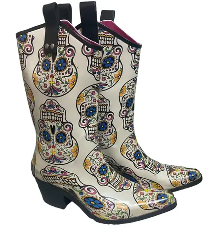Blazin Roxx Sugar Skull Cowgirl Boots women size 8 Día de Los Muertos Talavera