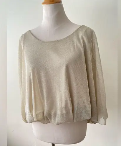 Arden B Sparkly Blouse Slouchy Top batwing Gold Metallic Nude boat-neck size S