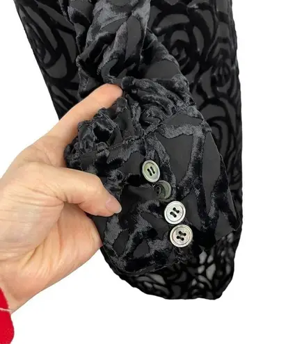 Junya Watanabe Comme des Garcons Black Long Sleeve Burnout Velvet Overlay Dress