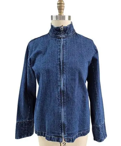 Bill Blass 80s 90s Vtg Retro Jeans Denim Jacket Zip Style Sz L 100% Cotton