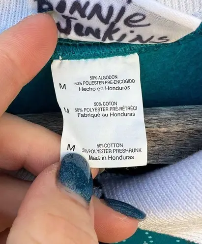 Vintage 90s Morning Sun Teal Dandelion Snowflakes in the Wind Sweatshirt MEDIUM