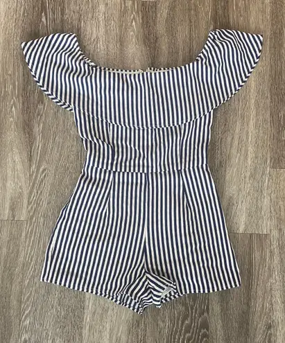 Sugar and L!ps Womens (Sugar Lips) Blue/White Stripe Romper - XS