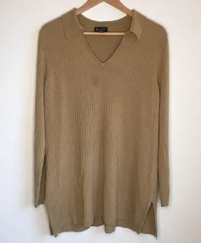 Lane Bryant 5/$15‎  V neck ribbed sweater Collared Brown Womens Plus Size 22 24