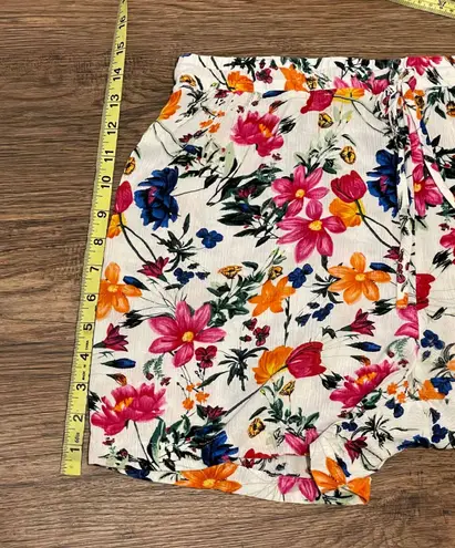 Robert Louis Floral High Waist Loose Fit Drawstring Shorts Pink Orange White XL