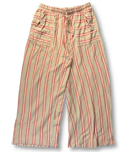 FP Beach Free People Jones Beach Striped Wide Leg Pants Linen Blend Women's L