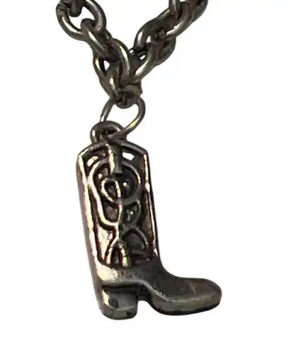 Cowboy Boot Charm Bracelet Anklet Adjustable Chain Lobster Clasp Silver Tone