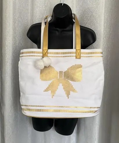 Elegant Canvas White and Gold Tote Bag