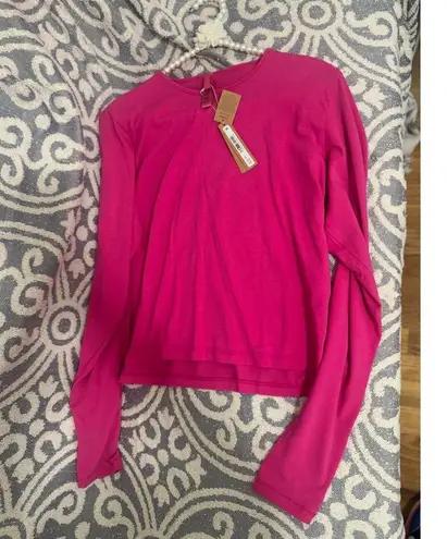 SKIMS Size 2X Cropped Long Sleeve T-Shirt Top AP-LGS-1370 Raspberry Shirt NWT