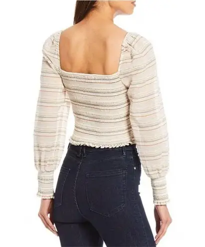 Gianni Bini NWT  White and Brown Long Sleeve Crop Top