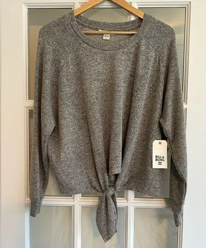 Billabong NWT  Women’s Cropped Gray Crew Neck Sweatshirt Tie Front Soft Size S