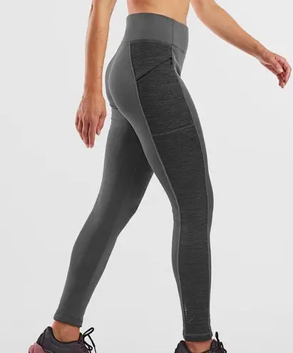 Title Nine Crash Polartec Fleece Lined Tights Colorblock Gray Black XS