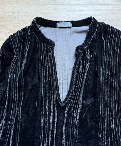 CP Shades Regina Crushed Velvet Pintucked Roll Tab Sleeves Rayon Silk Dress Sz S