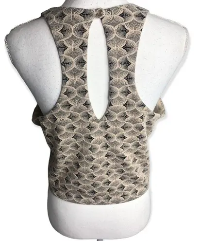Free Press  Beige / Black Patterned Sleeveless Crop Tank Top